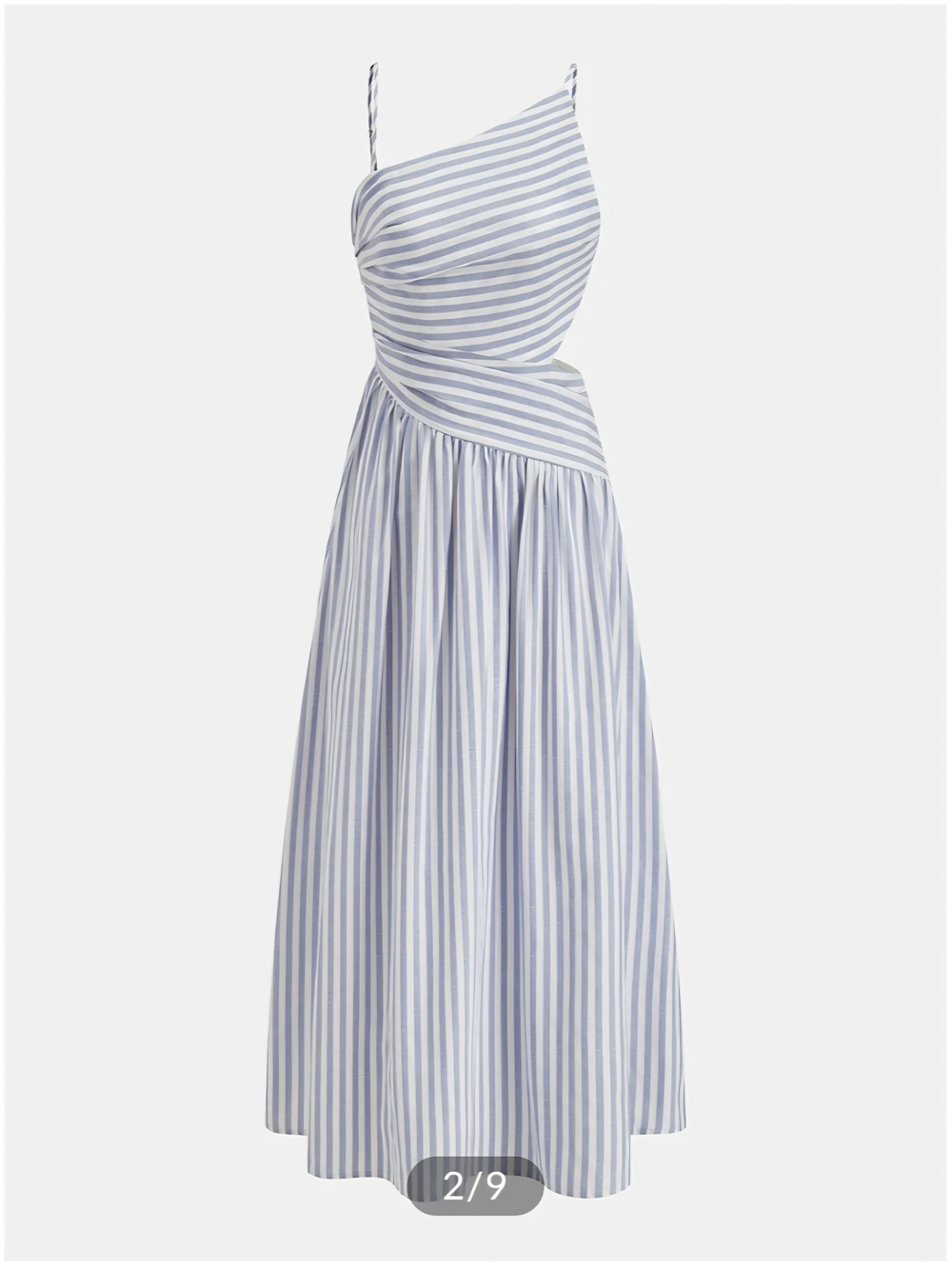 Striped Cut-Out Asymmetric Cami Maxi Dress. - Picture 2 of 6
